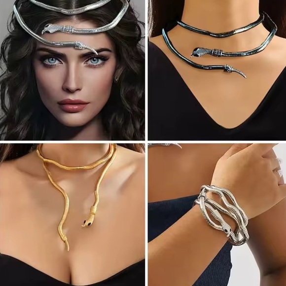 Serpenti Gold Magic Snake Cool Bendy Multilayer Necklace - Picture 4 of 12